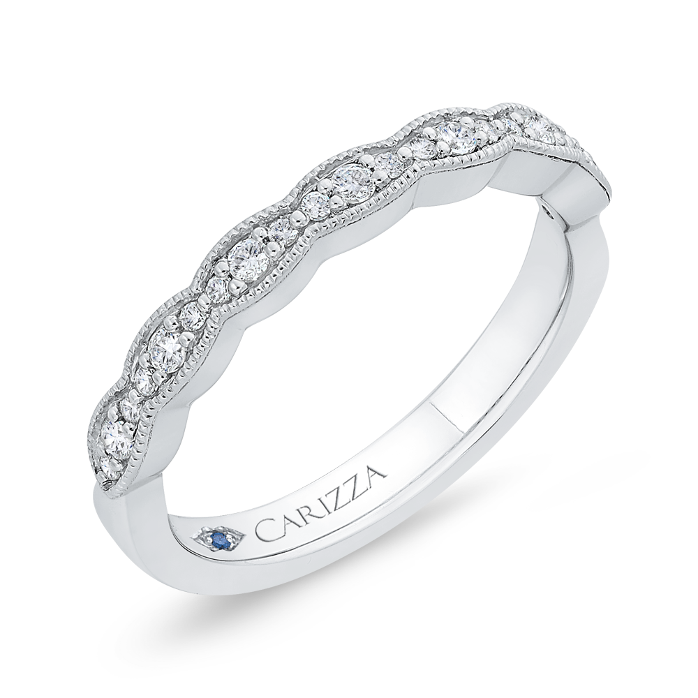 Round Diamond Half Eternity Wedding Band In 14K White Gold