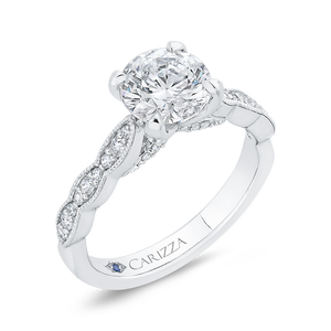 14K White Gold Round Diamond Engagement Ring (Semi Mount)