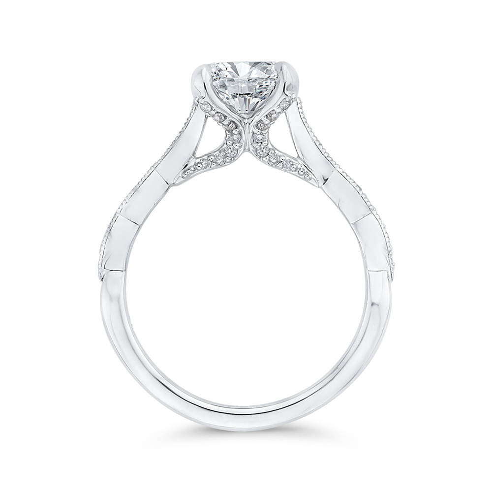 14K White Gold Round Diamond Engagement Ring (Semi Mount)