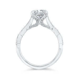 14K White Gold Round Diamond Engagement Ring (Semi Mount)