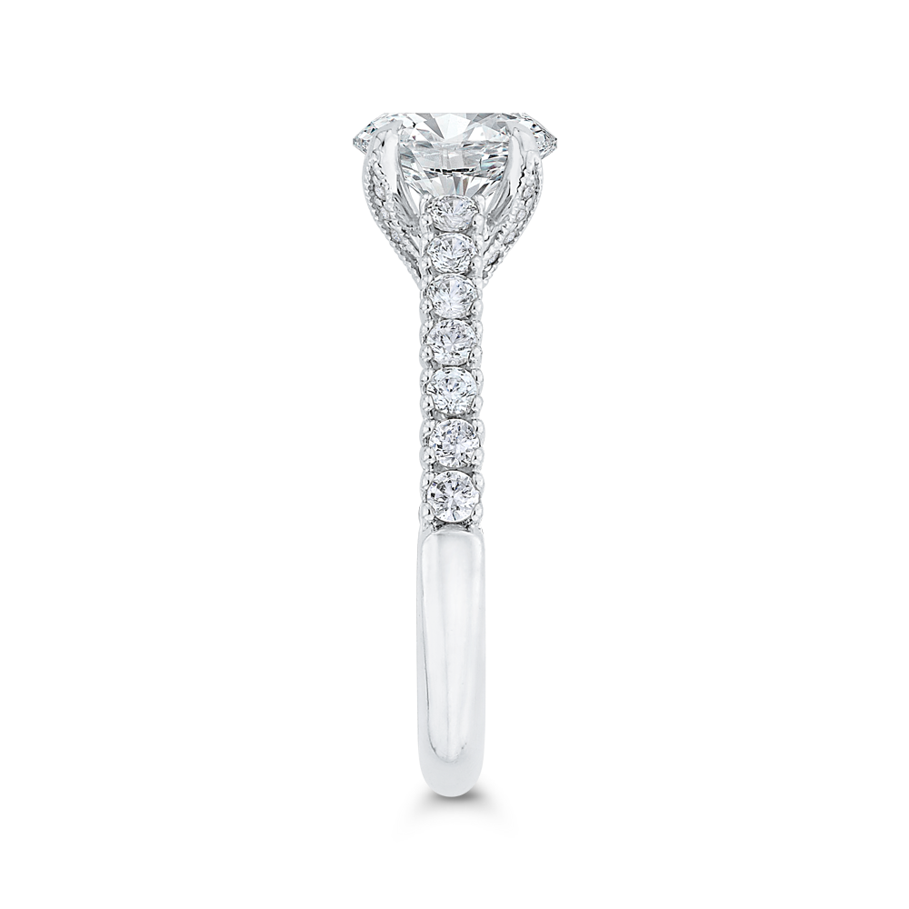 14K White Gold Round Diamond Engagement Ring with Euro Shank (Semi Mount)