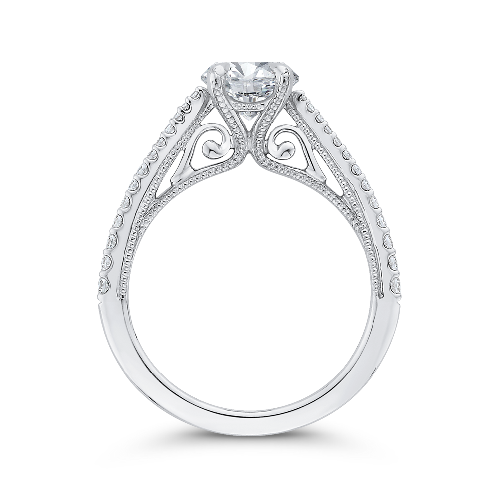 14K White Gold Round Diamond Engagement Ring (Semi Mount)