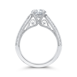 14K White Gold Round Diamond Engagement Ring (Semi Mount)