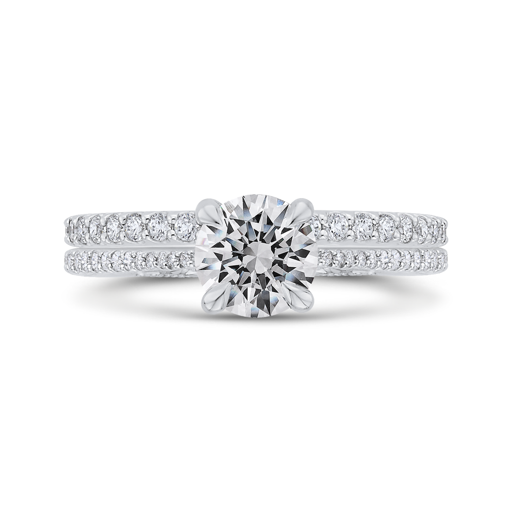 14K White Gold Round Diamond Engagement Ring (Semi Mount)