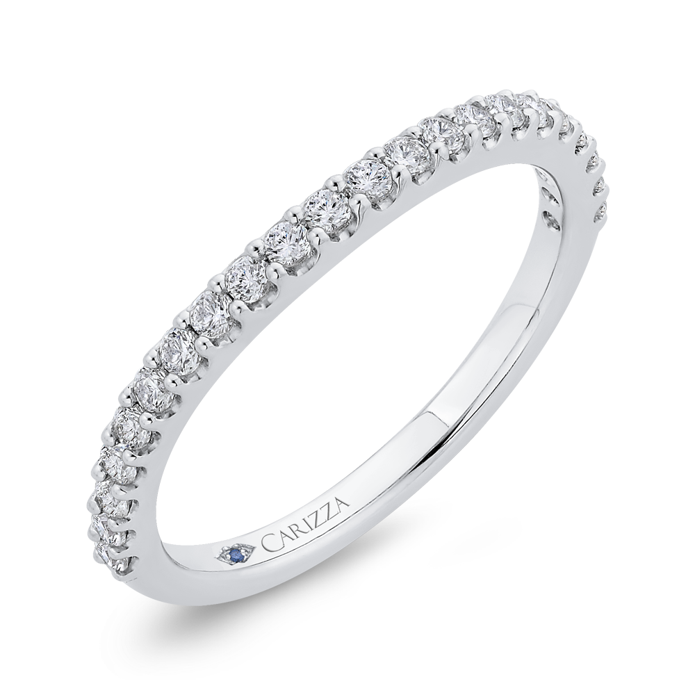 Round Half Eternity Diamond Wedding Band In 14K White Gold