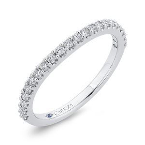 Round Half Eternity Diamond Wedding Band In 14K White Gold