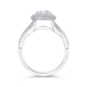 14K White Gold Round Diamond Halo Engagement Ring (Semi Mount)