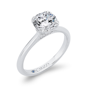 14K White Gold Round Diamond Engagement Ring (Semi Mount)