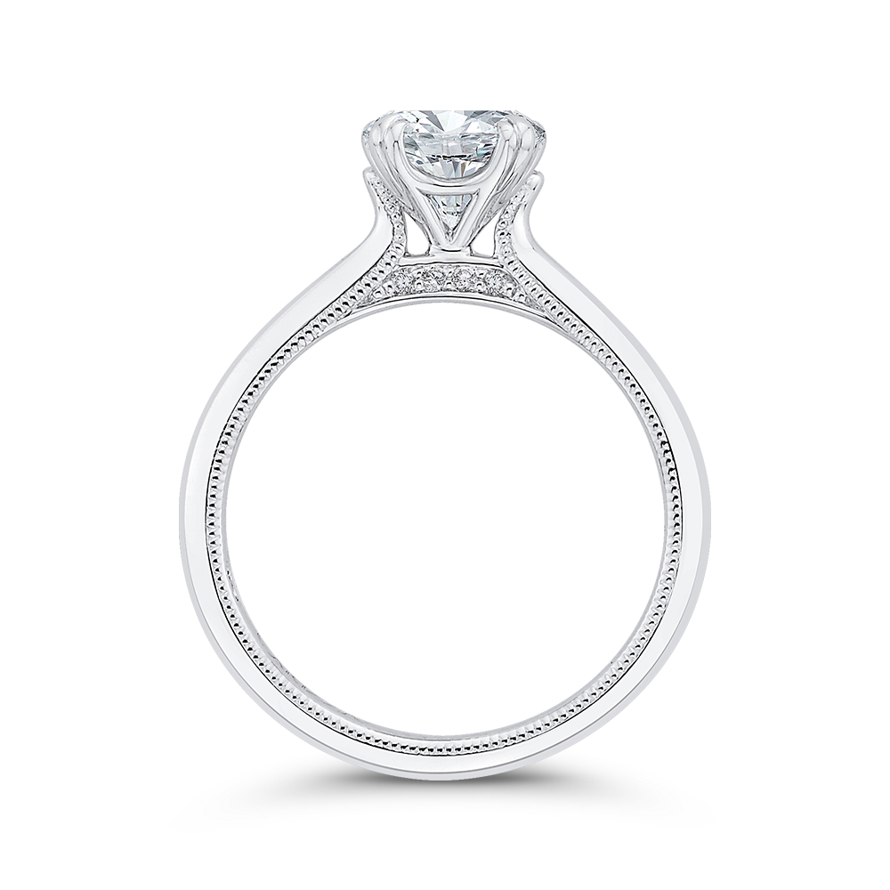 14K White Gold Round Diamond Engagement Ring (Semi Mount)