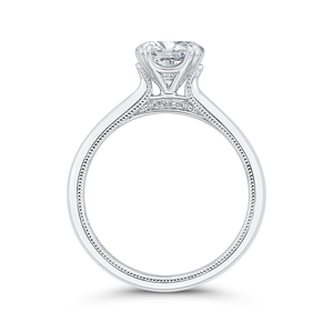 14K White Gold Round Diamond Engagement Ring (Semi Mount)