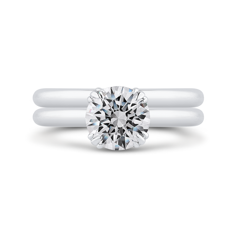 14K White Gold Round Diamond Engagement Ring (Semi Mount)