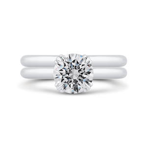 14K White Gold Round Diamond Engagement Ring (Semi Mount)