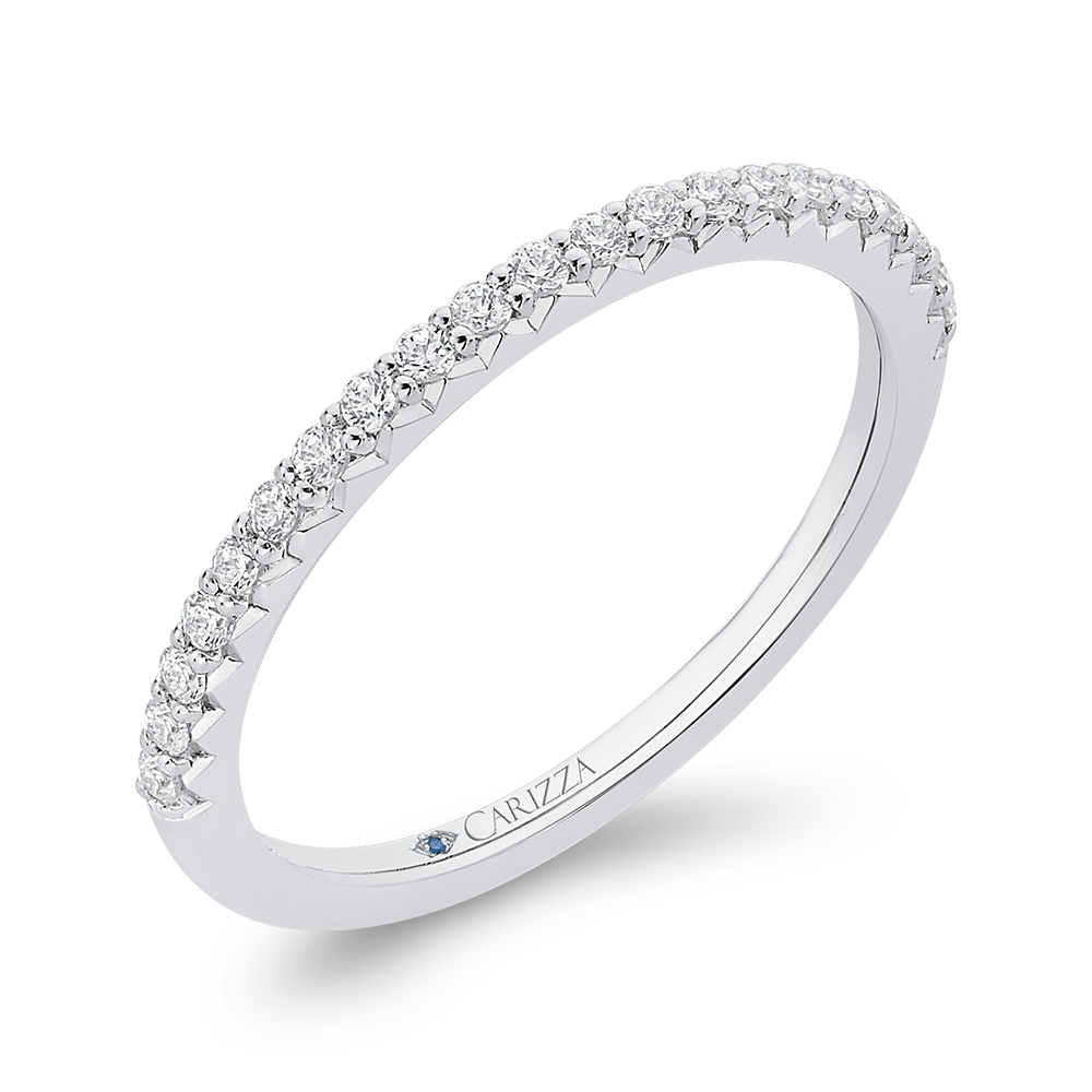 Round Cut Diamond Half Eternity Wedding Band In 14K White Gold