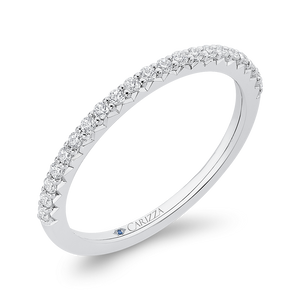 Round Cut Diamond Half Eternity Wedding Band In 14K White Gold