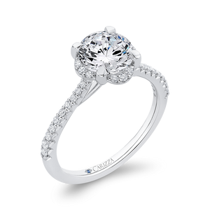 14K White Gold Round Diamond Engagement Ring (Semi Mount)