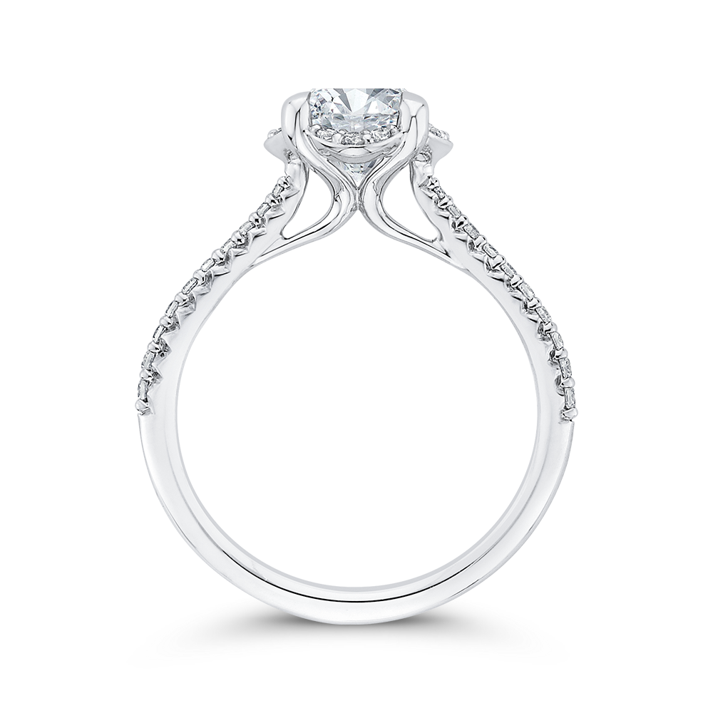 14K White Gold Round Diamond Engagement Ring (Semi Mount)