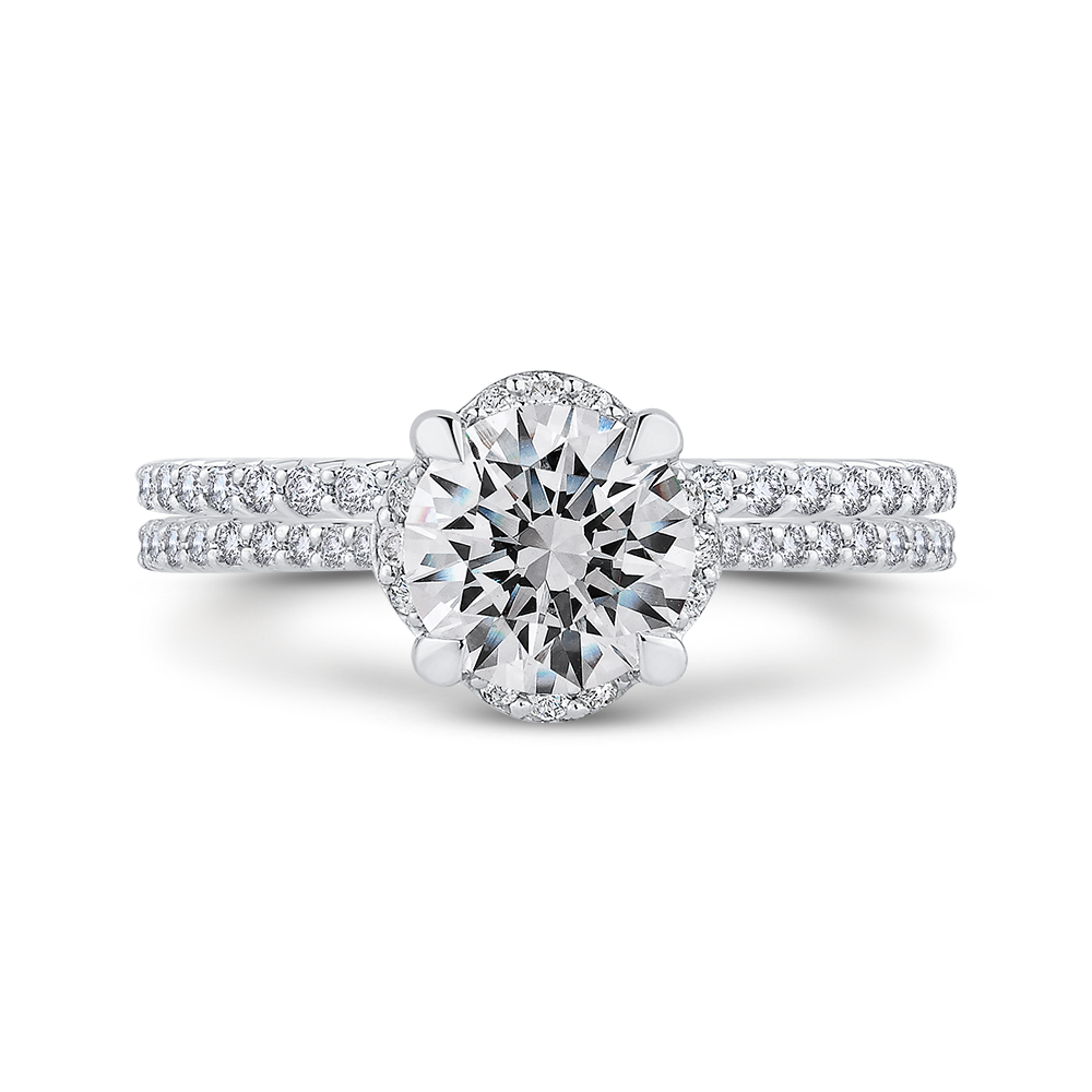 14K White Gold Round Diamond Engagement Ring (Semi Mount)