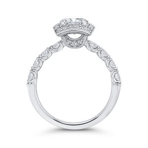 14K White Gold Round Diamond Halo Engagement Ring (Semi Mount)