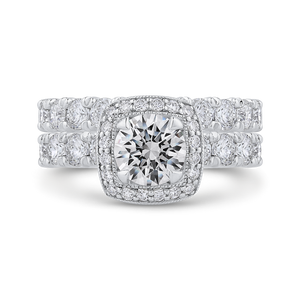 14K White Gold Round Diamond Halo Engagement Ring (Semi Mount)