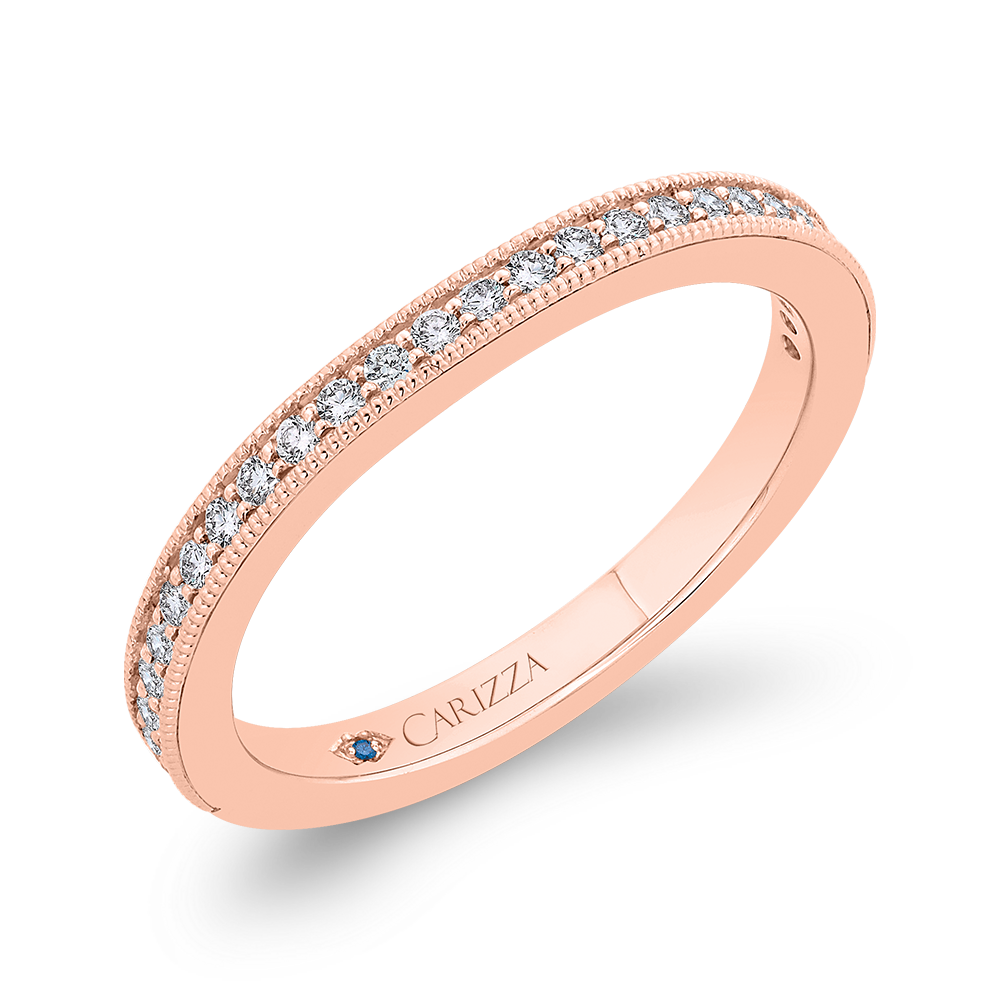 14K Rose Gold Round Diamond Wedding Band