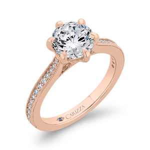 14K Rose Gold Round Diamond Engagement Ring (Semi Mount)