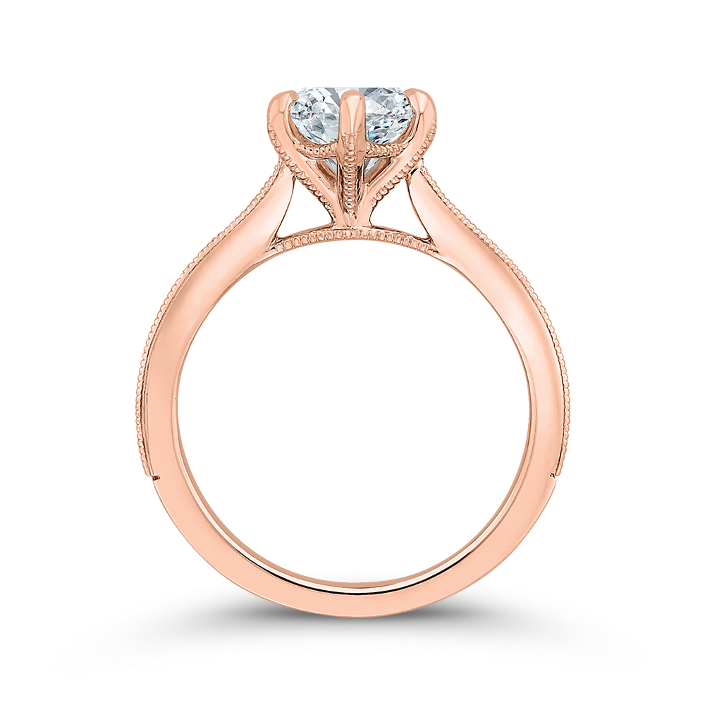 14K Rose Gold Round Diamond Engagement Ring (Semi Mount)