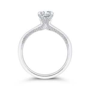 14K White Gold Round Diamond Halo Engagement Ring (Semi Mount)