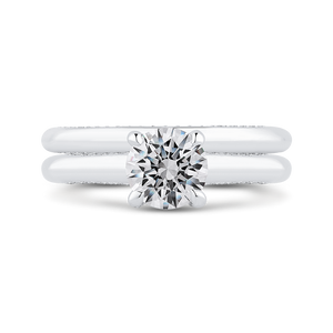 14K White Gold Round Diamond Halo Engagement Ring (Semi Mount)