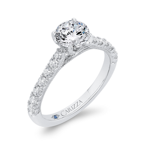 14K White Gold Round Diamond Engagement Ring (Semi Mount)