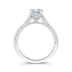 14K White Gold Round Diamond Engagement Ring (Semi Mount)