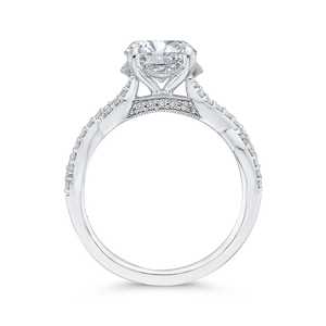 14K White Gold Round Diamond Crossover Shank Engagement Ring (Semi Mount)