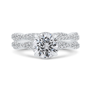 14K White Gold Round Diamond Crossover Shank Engagement Ring (Semi Mount)