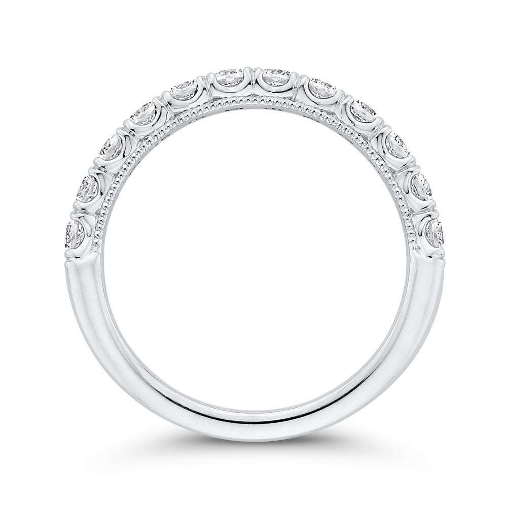 14K White Gold Half Eternity Round Diamond Wedding Band