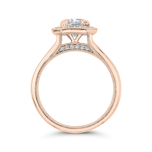 14K Rose Gold Round Diamond Halo Engagement Ring with Euro Shank (Semi Mount)