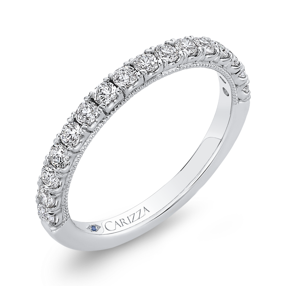 14K White Gold Round Diamond Half Eternity Wedding Band