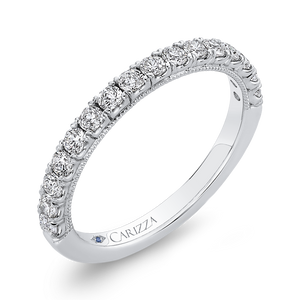 14K White Gold Round Diamond Half Eternity Wedding Band