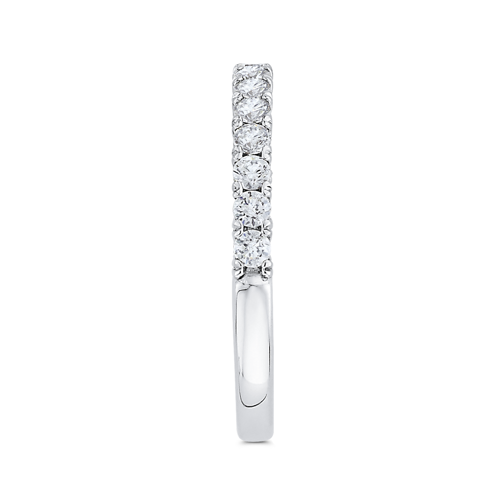 14K White Gold Round Diamond Half Eternity Wedding Band