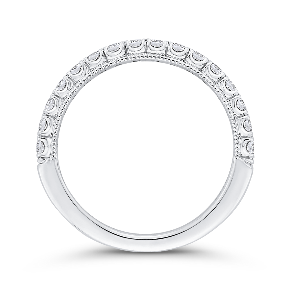 14K White Gold Round Diamond Half Eternity Wedding Band