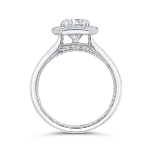 14K White Gold Round Diamond Halo Engagement Ring (Semi Mount)