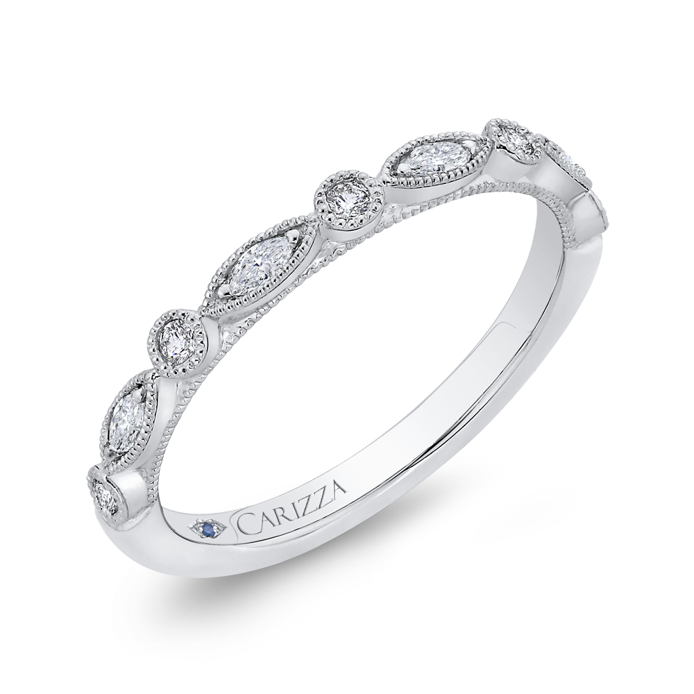 14K White Gold Round Diamond Half Eternity Wedding Band