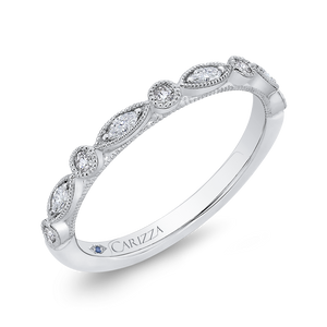14K White Gold Round Diamond Half Eternity Wedding Band