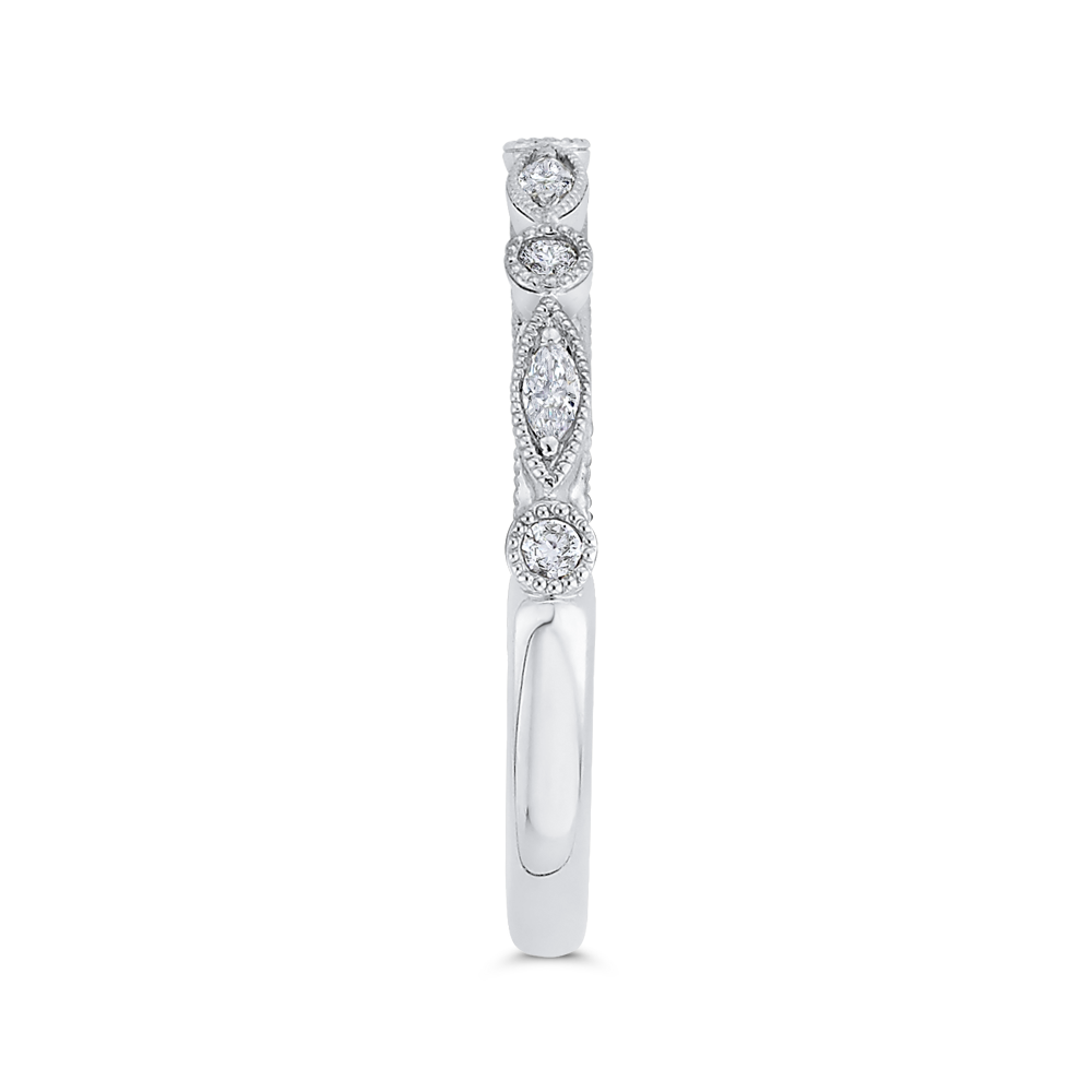 14K White Gold Round Diamond Half Eternity Wedding Band