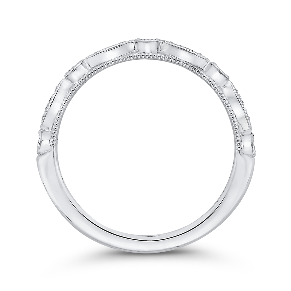 14K White Gold Round Diamond Half Eternity Wedding Band
