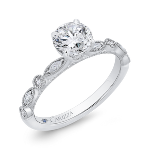 Round Diamond Engagement Ring In 14K White Gold (Semi Mount)