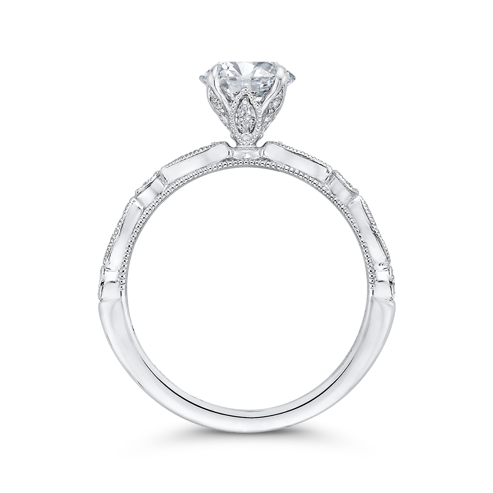 Round Diamond Engagement Ring In 14K White Gold (Semi Mount)