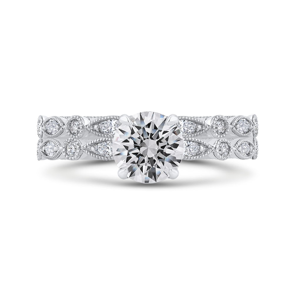 Round Diamond Engagement Ring In 14K White Gold (Semi Mount)