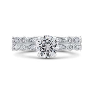 Round Diamond Engagement Ring In 14K White Gold (Semi Mount)