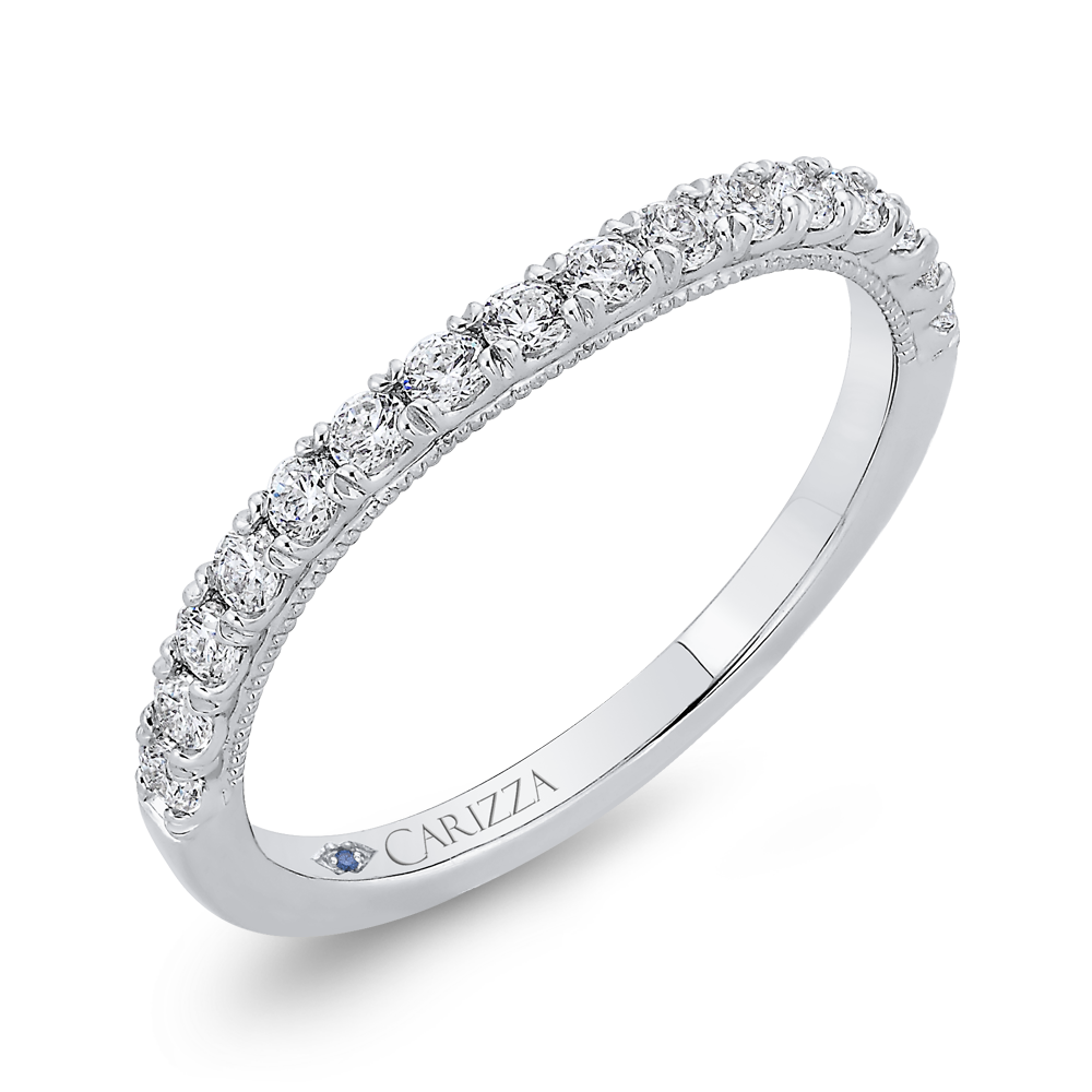 Round Diamond Half Eternity Wedding Band In 14K White Gold