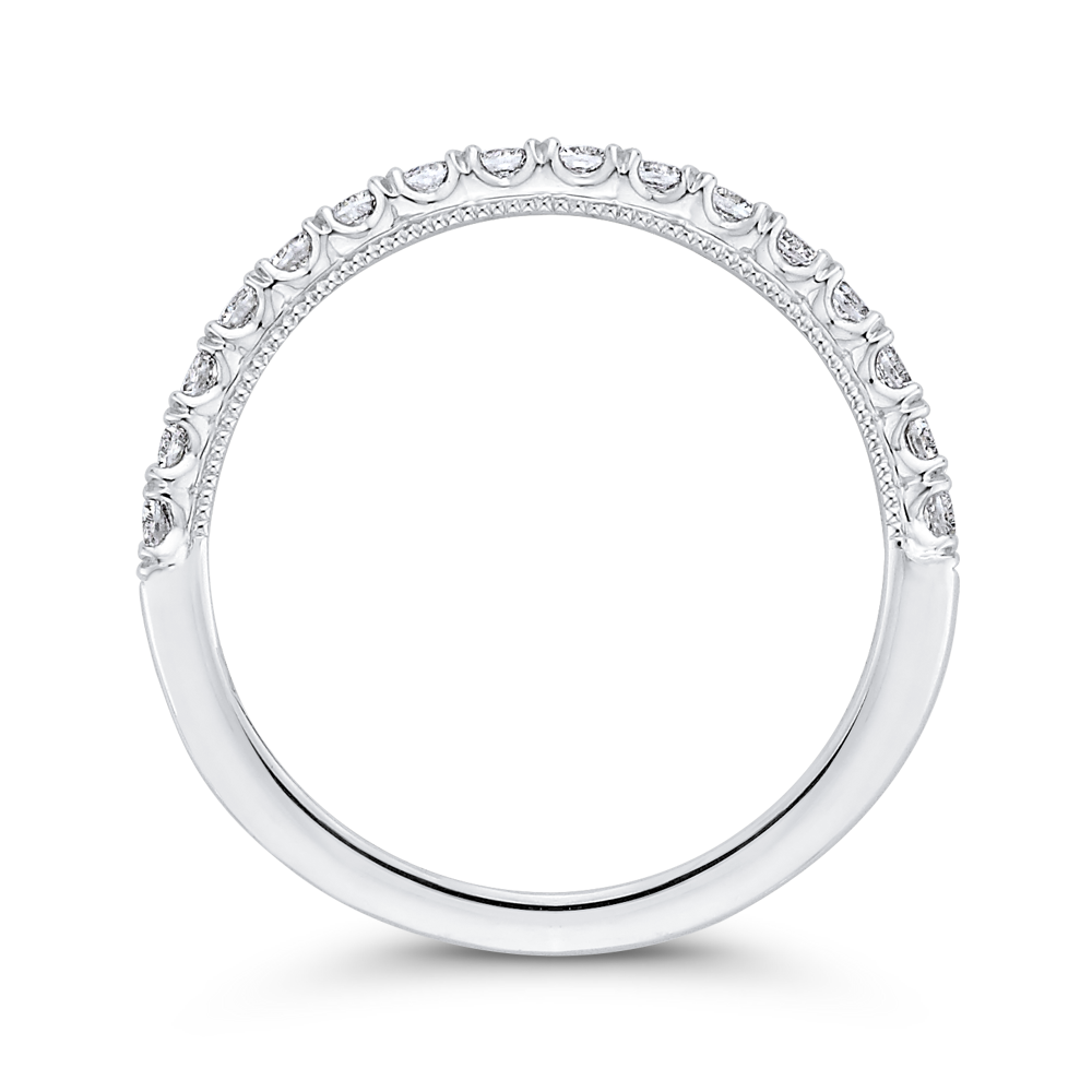 Round Diamond Half Eternity Wedding Band In 14K White Gold