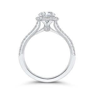 14K White Gold Round Diamond Halo Engagement Ring with Split Shank (Semi Mount)